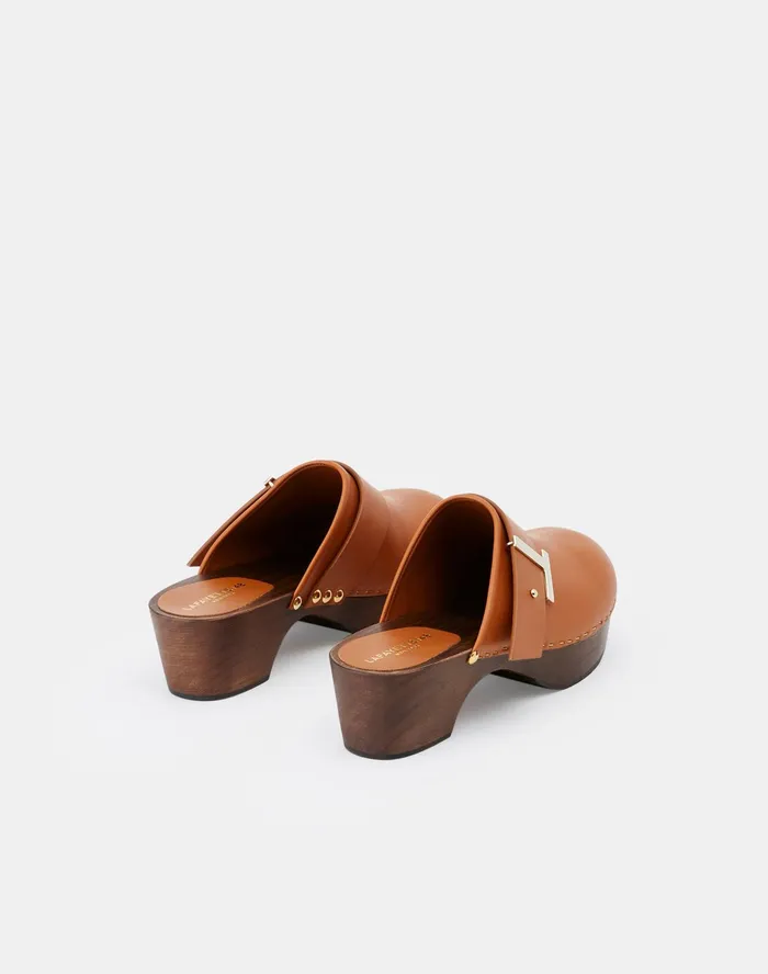 Women Lafayette 148 New York Heels Nappa Leather Aria Icon Clog Copper