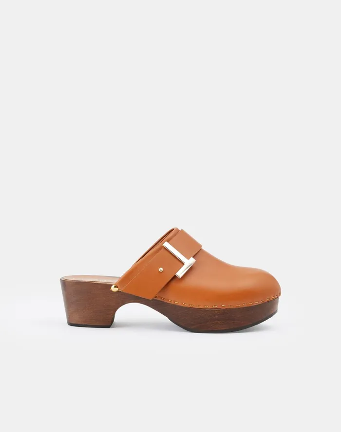 Women Lafayette 148 New York Heels Nappa Leather Aria Icon Clog Copper