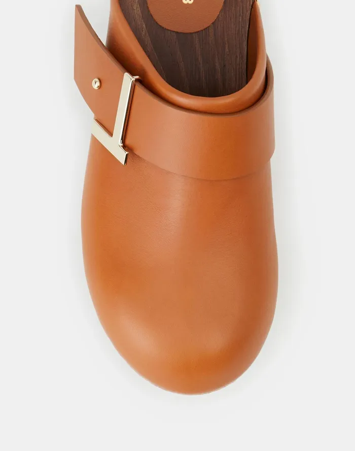 Women Lafayette 148 New York Heels Nappa Leather Aria Icon Clog Copper