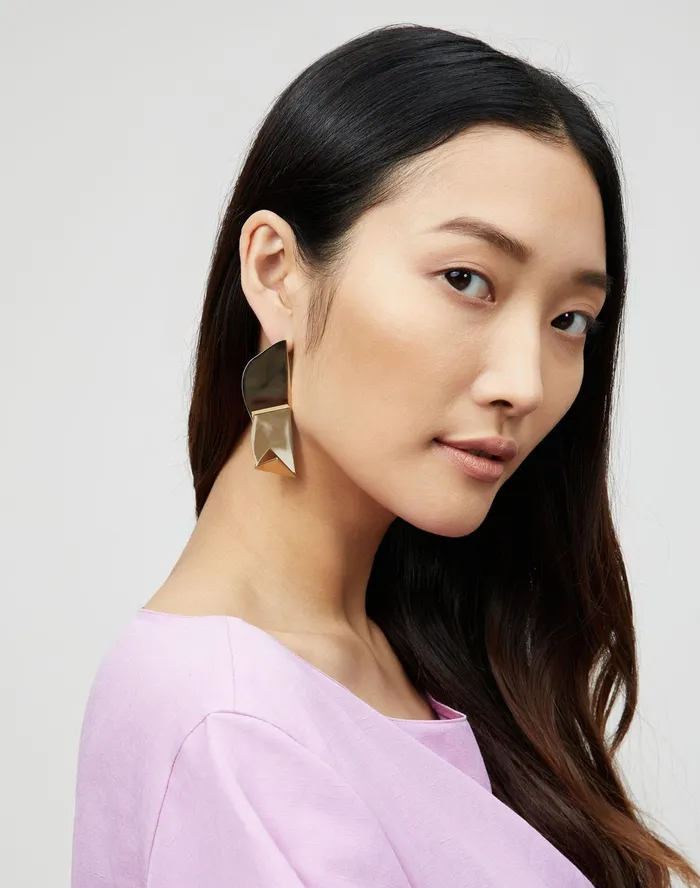 Women Lafayette 148 New York Jewelry Abstract Gold Drop Earring Gold