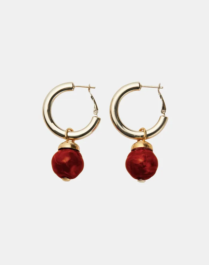 Women Lafayette 148 New York Jewelry Italian Charm Hoop Earring Chili Red Multi1 Women Lafayette 148 New York Jewelry Italian Charm Hoop Earring Chili Red Multi1