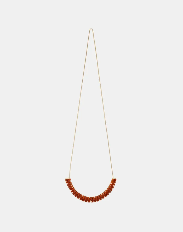 Women Lafayette 148 New York Leather Accessories HandWrapped Leather Pendant Necklace Copper Women Lafayette 148 New York Leather Accessories HandWrapped Leather Pendant Necklace Copper