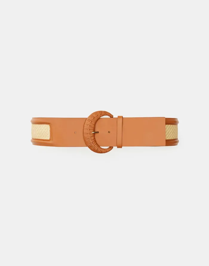 Women Lafayette 148 New York Leather Accessories Italian Leather and Raffia Belt Copper Women Lafayette 148 New York Leather Accessories Italian Leather and Raffia Belt Copper