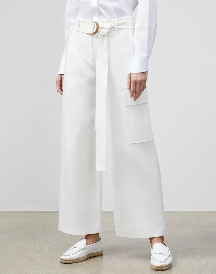 Women Lafayette 148 New York Pants and Shorts Broadway Cargo Pant In Italian Techno Stretch Twill Sea Salt Women Lafayette 148 New York Pants and Shorts Broadway Cargo Pant In Italian Techno Stretch Twill Sea Salt