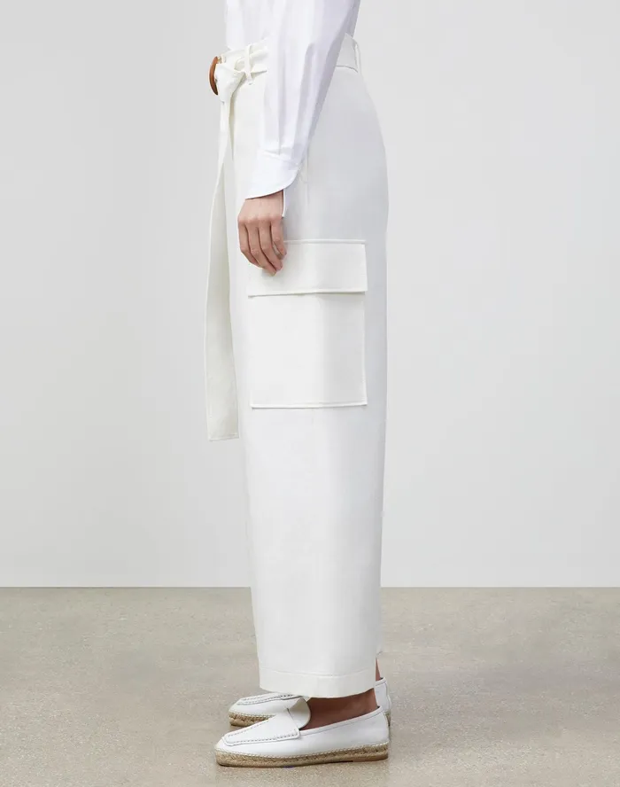 Women Lafayette 148 New York Pants and Shorts Broadway Cargo Pant In Italian Techno Stretch Twill Sea Salt