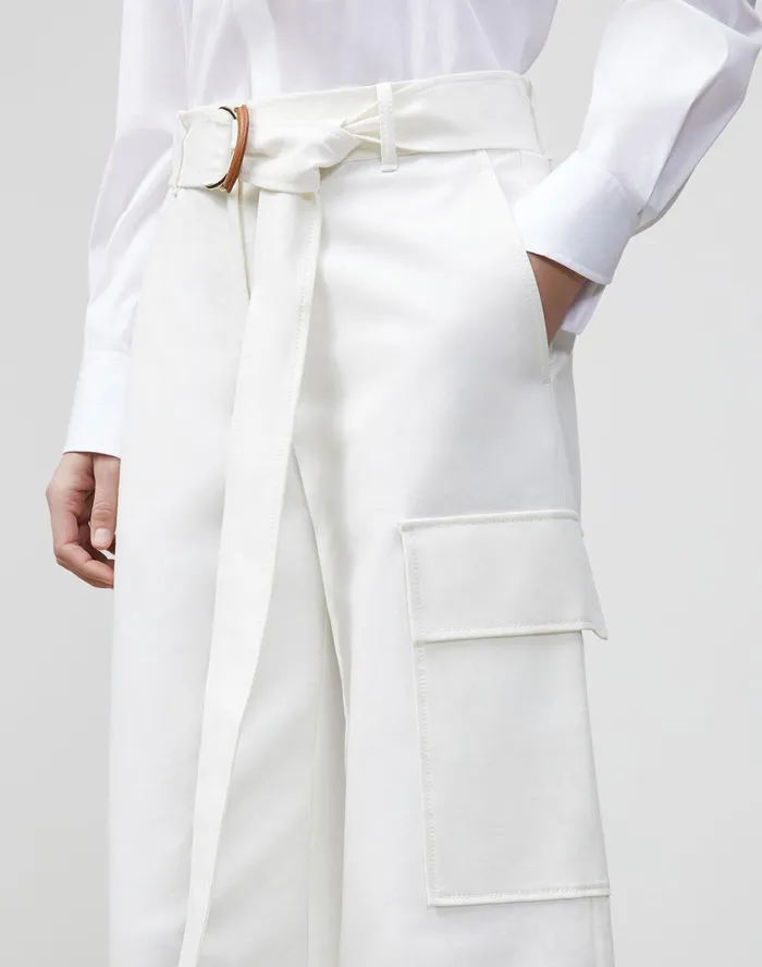 Women Lafayette 148 New York Pants and Shorts Broadway Cargo Pant In Italian Techno Stretch Twill Sea Salt