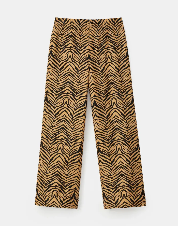 Women Lafayette 148 New York Pants and Shorts Petite Riverside Cropped Pant In Mini Zevron Print Shantung Honeynut Multi