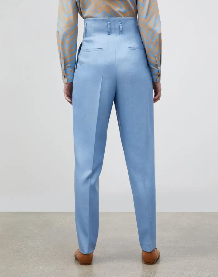 Women Lafayette 148 New York Pants and Shorts PlusSize Degraw Pant In Studio Weave Coastal Blue