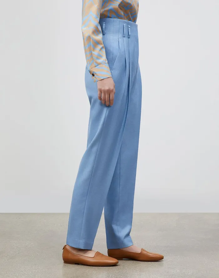 Women Lafayette 148 New York Pants and Shorts PlusSize Degraw Pant In Studio Weave Coastal Blue