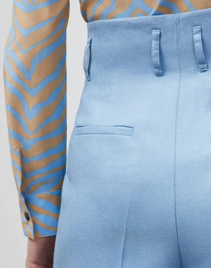 Women Lafayette 148 New York Pants and Shorts PlusSize Degraw Pant In Studio Weave Coastal Blue