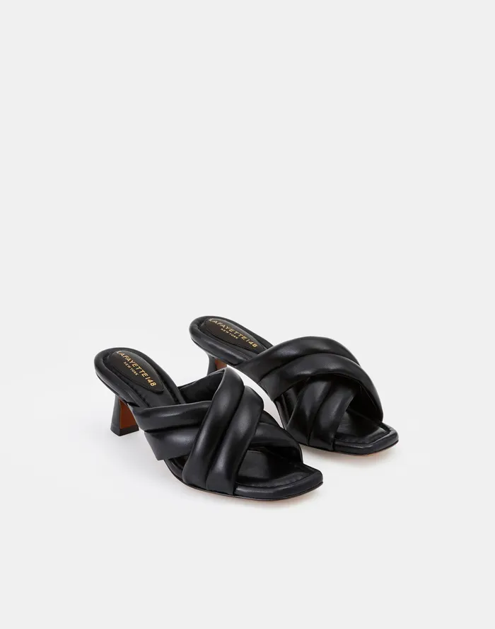 Women Lafayette 148 New York Sandals Nappa Leather Clarette Mule Black
