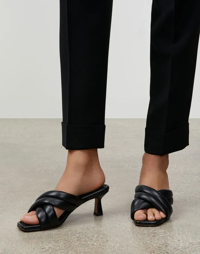 Women Lafayette 148 New York Sandals Nappa Leather Clarette Mule Black