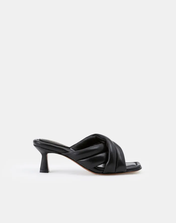 Women Lafayette 148 New York Sandals Nappa Leather Clarette Mule Black