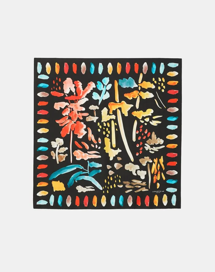 Women Lafayette 148 New York Scarves Blooming Eden Print Italian Silk Scarf Black Multi Women Lafayette 148 New York Scarves Blooming Eden Print Italian Silk Scarf Black Multi