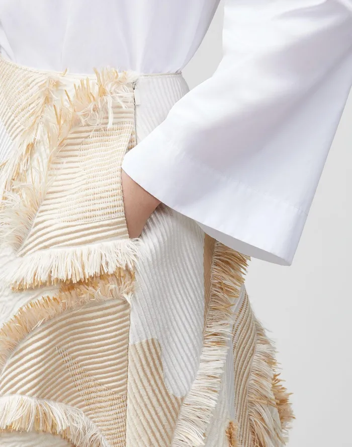 Women Lafayette 148 New York Skirts Helena Skirt In Italian Eyelash Jacquard Cloud Multi