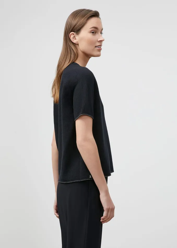 Women Lafayette 148 New York Sweaters KindCashmere Raglan Sleeve VNeck Sweater Black