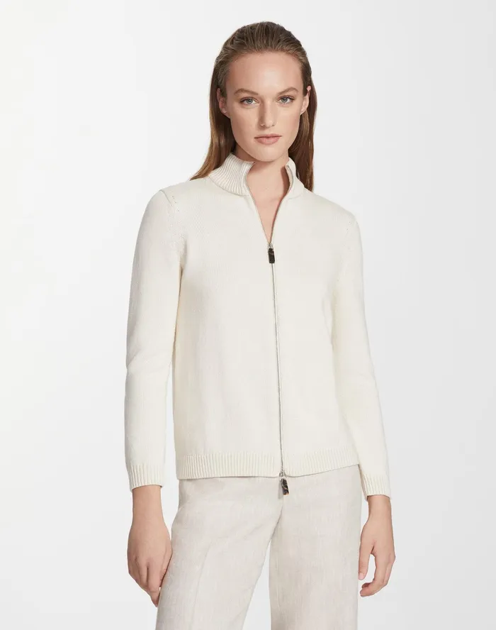 Women Lafayette 148 New York Sweaters PlusSize Cotton Silk Tape Knit Bomber Creme Fraiche Women Lafayette 148 New York Sweaters PlusSize Cotton Silk Tape Knit Bomber Creme Fraiche