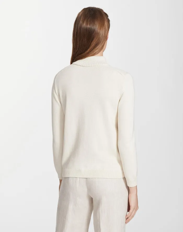 Women Lafayette 148 New York Sweaters PlusSize Cotton Silk Tape Knit Bomber Creme Fraiche