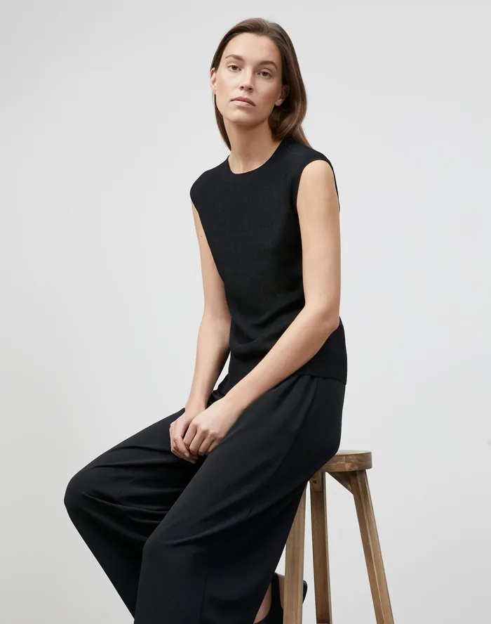 Women Lafayette 148 New York Sweaters PlusSize Finespun Voile Ribbed Crewneck Shell Black Women Lafayette 148 New York Sweaters PlusSize Finespun Voile Ribbed Crewneck Shell Black