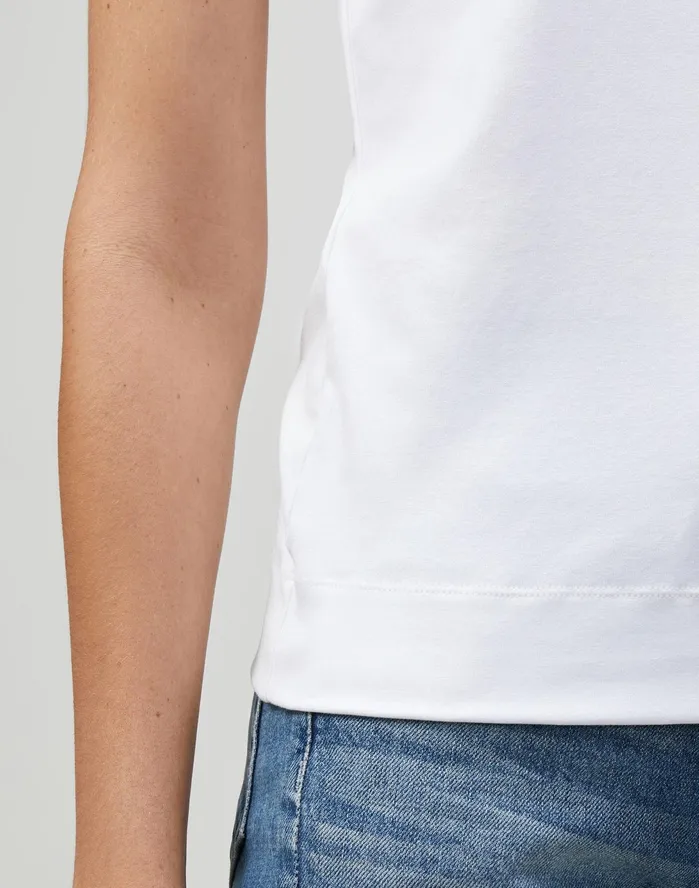 Women Lafayette 148 New York Tops and Tees Swiss Cotton Rib Scoop Neck Tank White