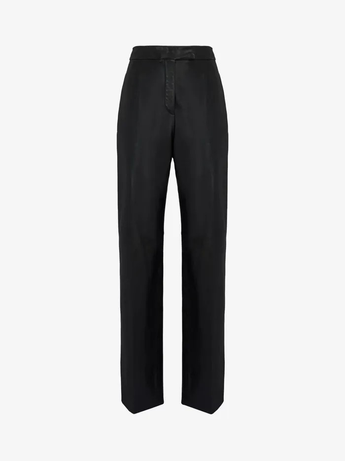 Women Leather Alexander McQueen HighWaisted Leather Trousers Black
