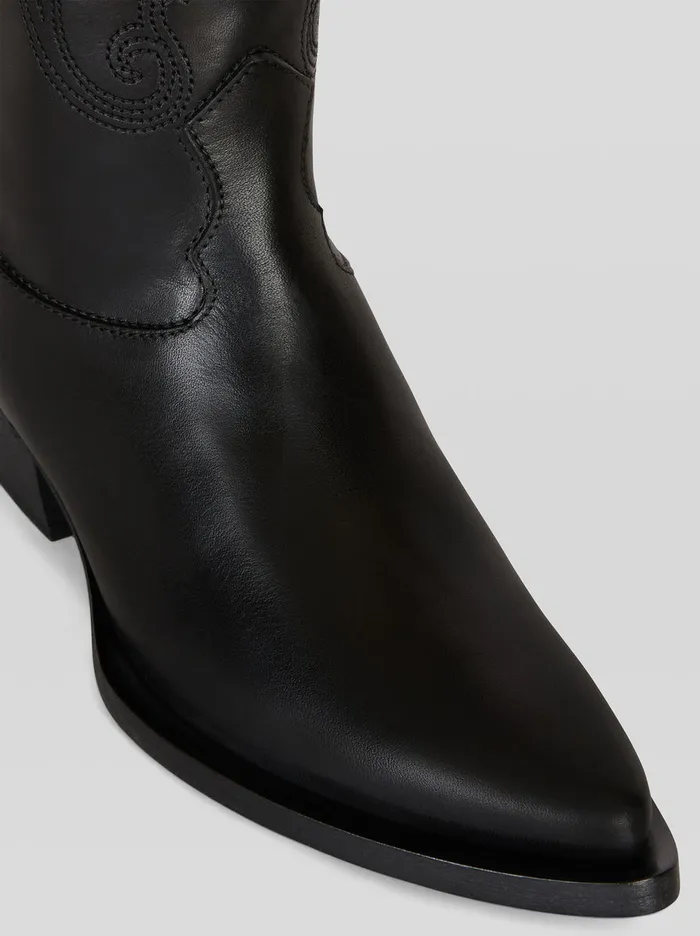 Women Leather Boots With Paisley Embroidery Etro Boots And Ankle Boots