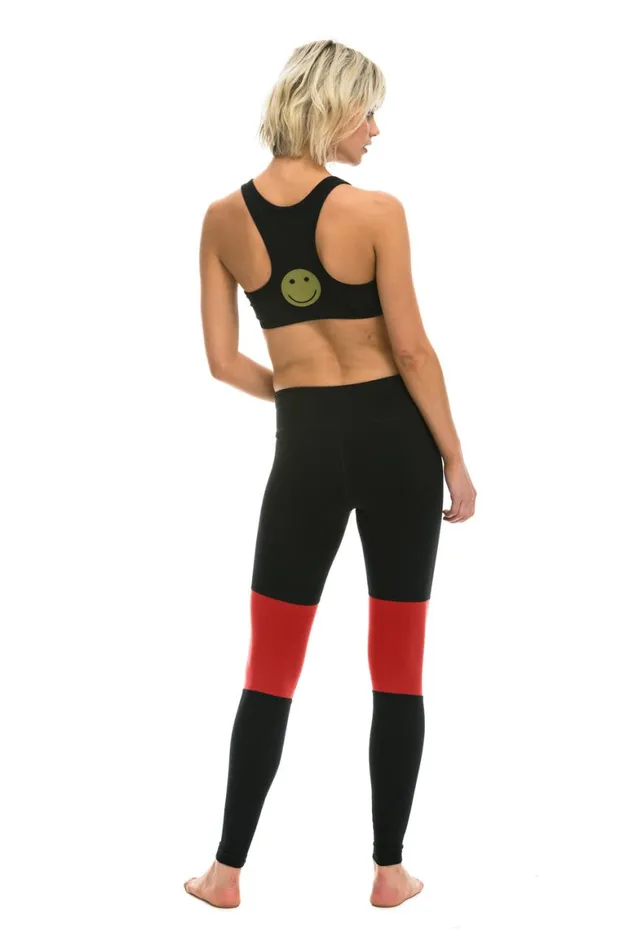 Women Leggings Aviator Nation Sprinter Full Length Leggings 8211 Black Red