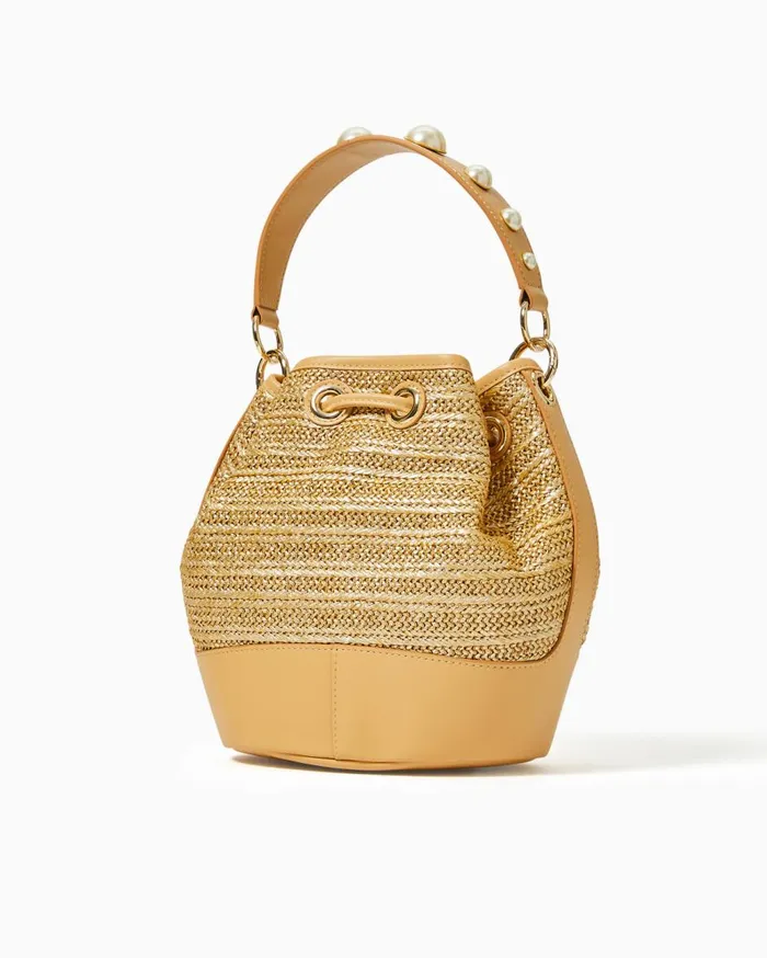 Women Lilly Pulitzer Bags Arly Straw Bucket Bag Gold Metallic Women Lilly Pulitzer Bags Arly Straw Bucket Bag Gold Metallic