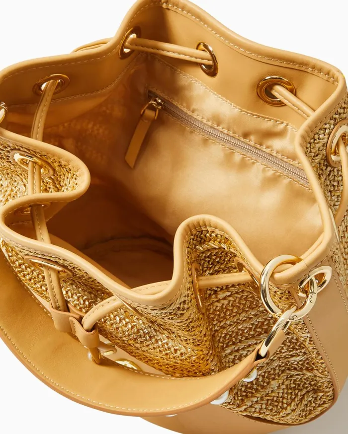 Women Lilly Pulitzer Bags Arly Straw Bucket Bag Gold Metallic Women Lilly Pulitzer Bags Arly Straw Bucket Bag Gold Metallic