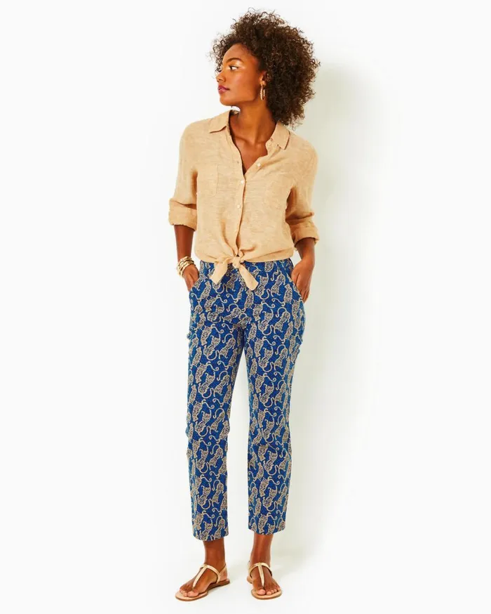 Women Lilly Pulitzer Bottoms 28034 Gretchen High Rise Straight Leg Pant Low Tide Navy Easy To Spot Women Lilly Pulitzer Bottoms 28034 Gretchen High Rise Straight Leg Pant Low Tide Navy Easy To Spot