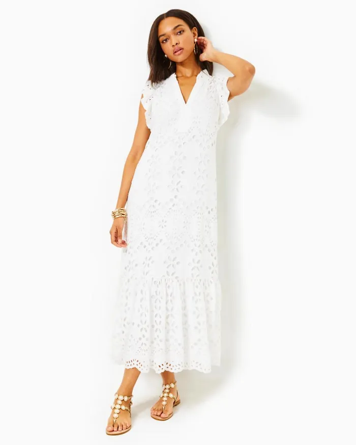Women Lilly Pulitzer Dresses Klaudie Eyelet Midi Dress Resort White Soiree Eyelet Women Lilly Pulitzer Dresses Klaudie Eyelet Midi Dress Resort White Soiree Eyelet