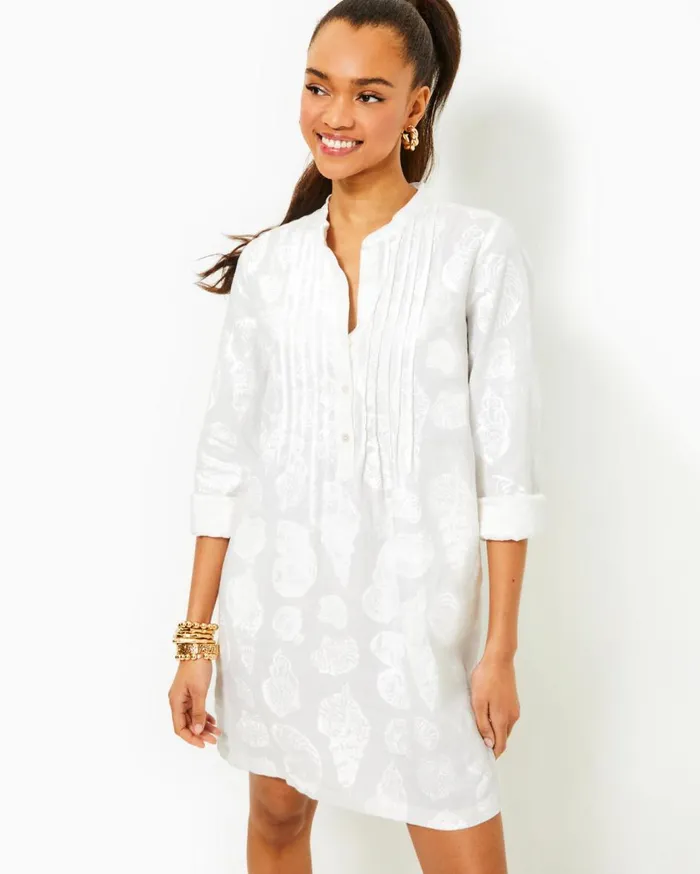 Women Lilly Pulitzer Dresses Rhoda Long Sleeve Linen Dress Resort White Shell Of A Good Time Women Lilly Pulitzer Dresses Rhoda Long Sleeve Linen Dress Resort White Shell Of A Good Time