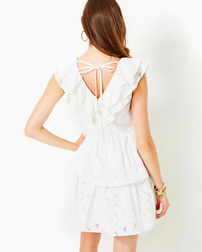 Women Lilly Pulitzer Dresses Ritamarie Ruffle Dress Resort White Flora Faille Women Lilly Pulitzer Dresses Ritamarie Ruffle Dress Resort White Flora Faille