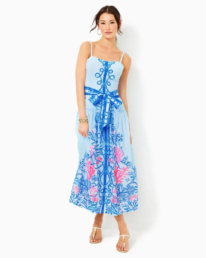 Women Lilly Pulitzer Dresses Saylar Maxi Dress Multi Naut Today Engineered Woven Maxi Dress
