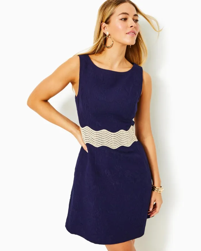 Women Lilly Pulitzer Dresses Siarra Stretch Dress True Navy Caliente Pucker Jacquard Women Lilly Pulitzer Dresses Siarra Stretch Dress True Navy Caliente Pucker Jacquard