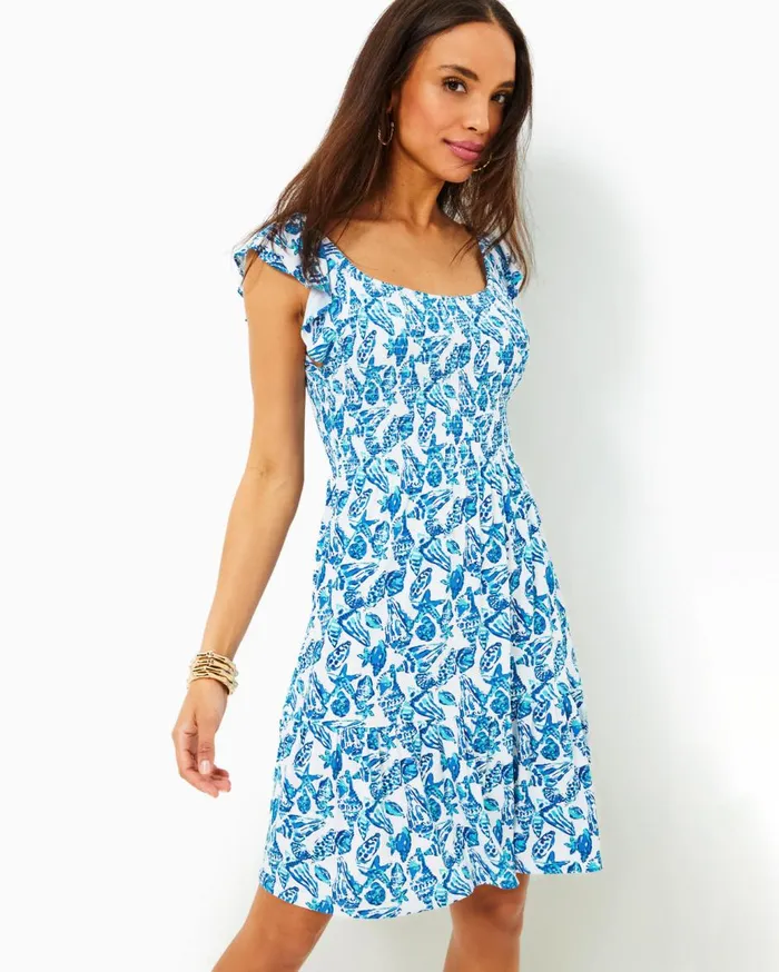 Women Lilly Pulitzer Dresses Siarra Stretch Dress True Navy Caliente Pucker Jacquard Women Lilly Pulitzer Dresses Siarra Stretch Dress True Navy Caliente Pucker Jacquard