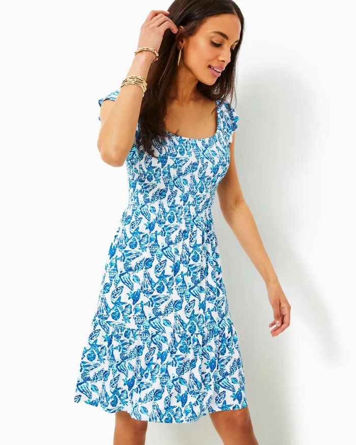 Women Lilly Pulitzer Dresses Siarra Stretch Dress True Navy Caliente Pucker Jacquard Women Lilly Pulitzer Dresses Siarra Stretch Dress True Navy Caliente Pucker Jacquard