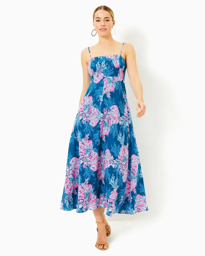 Women Lilly Pulitzer Dresses Steph Halter Midi Dress Roxie Pink X Spearmint Wide Stripe Women Lilly Pulitzer Dresses Steph Halter Midi Dress Roxie Pink X Spearmint Wide Stripe