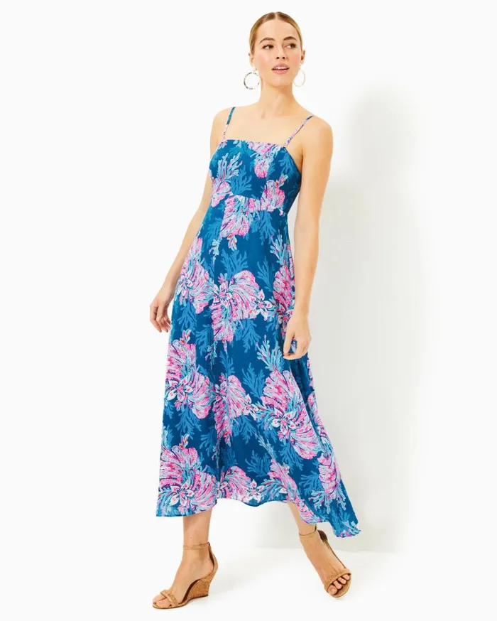 Women Lilly Pulitzer Dresses Steph Halter Midi Dress Roxie Pink X Spearmint Wide Stripe Women Lilly Pulitzer Dresses Steph Halter Midi Dress Roxie Pink X Spearmint Wide Stripe