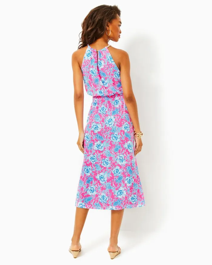 Women Lilly Pulitzer Dresses Steph Halter Midi Dress Roxie Pink X Spearmint Wide Stripe Women Lilly Pulitzer Dresses Steph Halter Midi Dress Roxie Pink X Spearmint Wide Stripe
