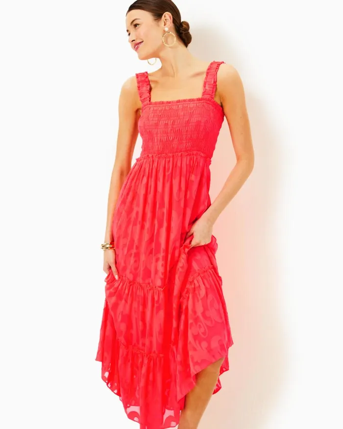 Women Lilly Pulitzer Dresses Steph Halter Midi Dress Roxie Pink X Spearmint Wide Stripe Women Lilly Pulitzer Dresses Steph Halter Midi Dress Roxie Pink X Spearmint Wide Stripe