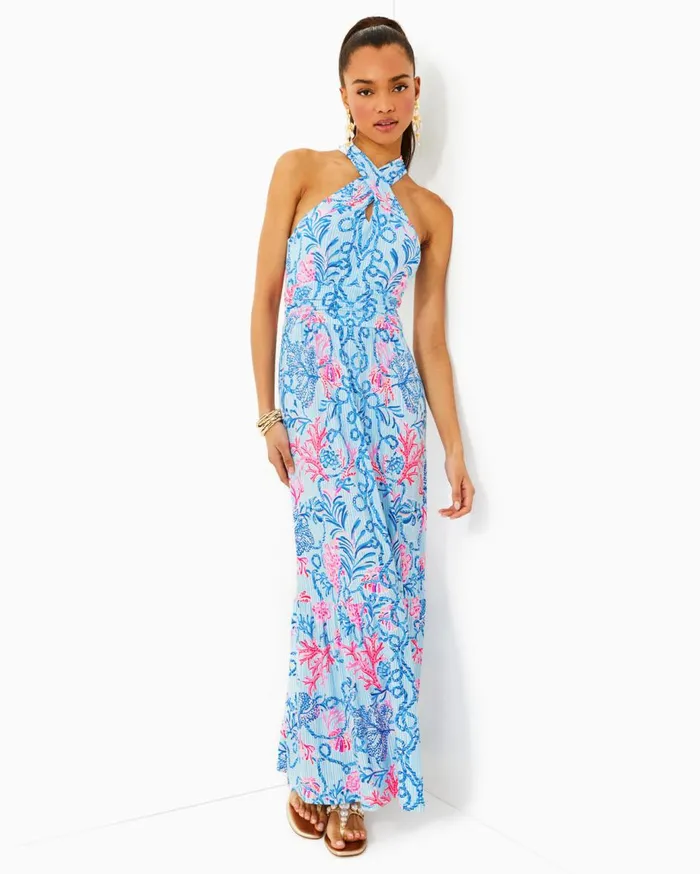 Women Lilly Pulitzer Dresses Steph Halter Midi Dress Roxie Pink X Spearmint Wide Stripe Women Lilly Pulitzer Dresses Steph Halter Midi Dress Roxie Pink X Spearmint Wide Stripe