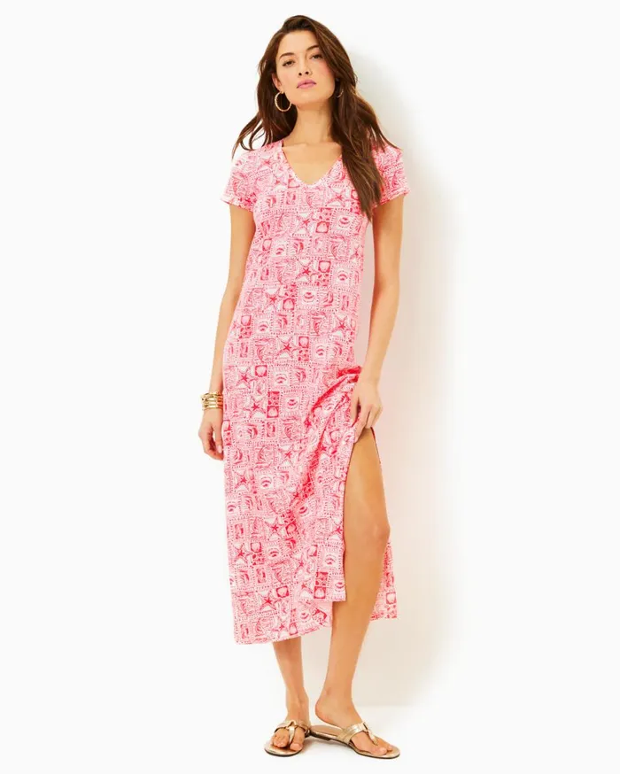 Women Lilly Pulitzer Dresses Steph Halter Midi Dress Roxie Pink X Spearmint Wide Stripe Women Lilly Pulitzer Dresses Steph Halter Midi Dress Roxie Pink X Spearmint Wide Stripe