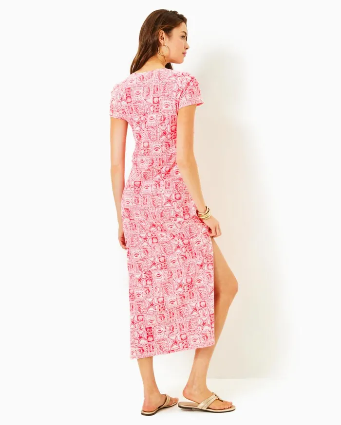Women Lilly Pulitzer Dresses Steph Halter Midi Dress Roxie Pink X Spearmint Wide Stripe Women Lilly Pulitzer Dresses Steph Halter Midi Dress Roxie Pink X Spearmint Wide Stripe
