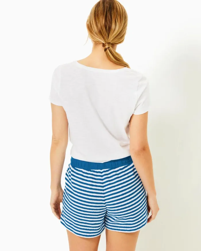 Women Lilly Pulitzer Loungewear Cassi Popover and Peppi High Rise Short Set Barton Blue St Tropez Stripe Women Lilly Pulitzer Loungewear Cassi Popover and Peppi High Rise Short Set Barton Blue St Tropez Stripe