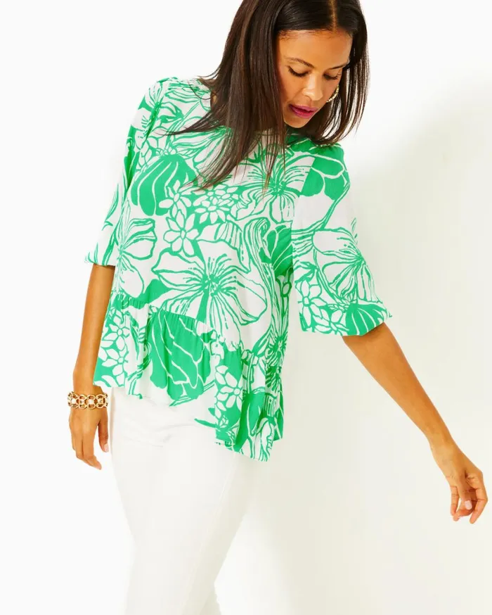 Women Lilly Pulitzer Tops Aranea Top Spearmint Oversized Kiss My Tulips Women Lilly Pulitzer Tops Aranea Top Spearmint Oversized Kiss My Tulips
