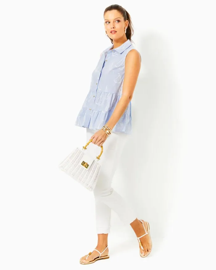 Women Lilly Pulitzer Tops Breah Sleeveless Top Resort White A Lil Nauti Pigment Print Women Lilly Pulitzer Tops Breah Sleeveless Top Resort White A Lil Nauti Pigment Print