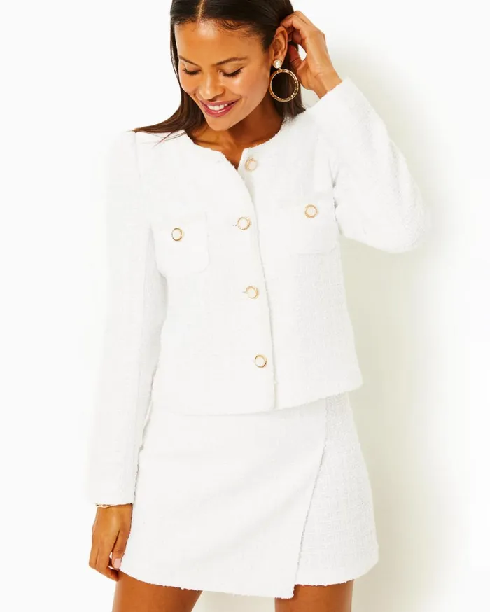 Women Lilly Pulitzer Tops Briar Jacket Resort White Swirl Boucle Women Lilly Pulitzer Tops Briar Jacket Resort White Swirl Boucle
