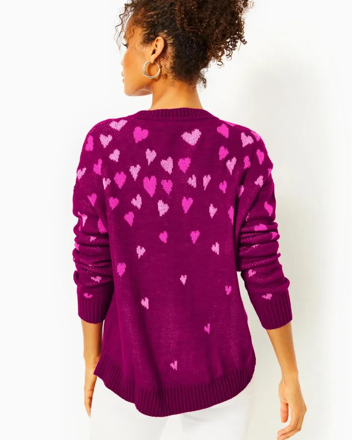 Women Lilly Pulitzer Tops Elizabelle Sweater Mulberry Ombre Heart Jacquard Women Lilly Pulitzer Tops Elizabelle Sweater Mulberry Ombre Heart Jacquard