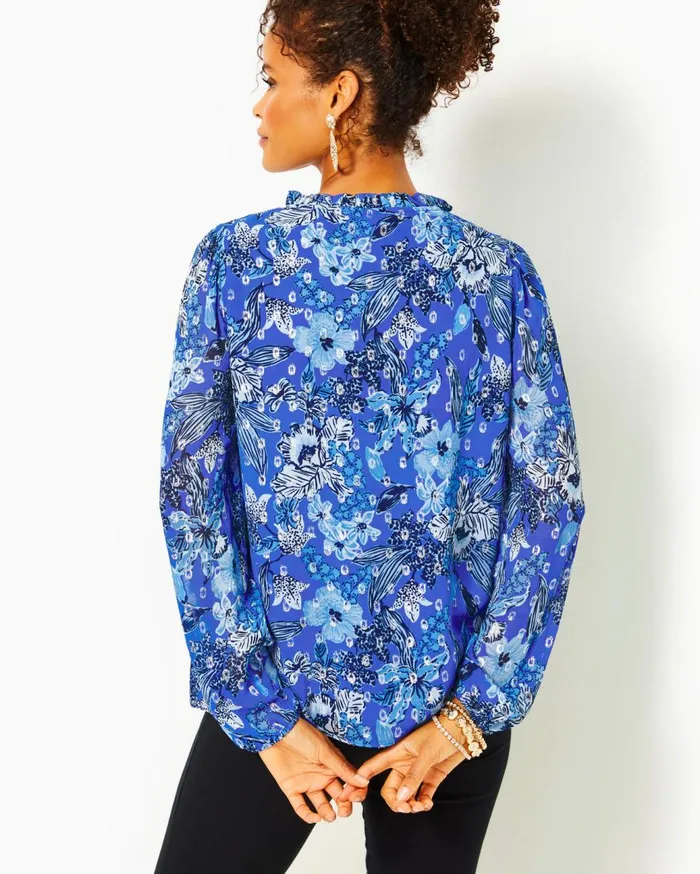 Women Lilly Pulitzer Tops Giana Long Sleeve Top Alba Blue Cruisin Together Women Lilly Pulitzer Tops Giana Long Sleeve Top Alba Blue Cruisin Together